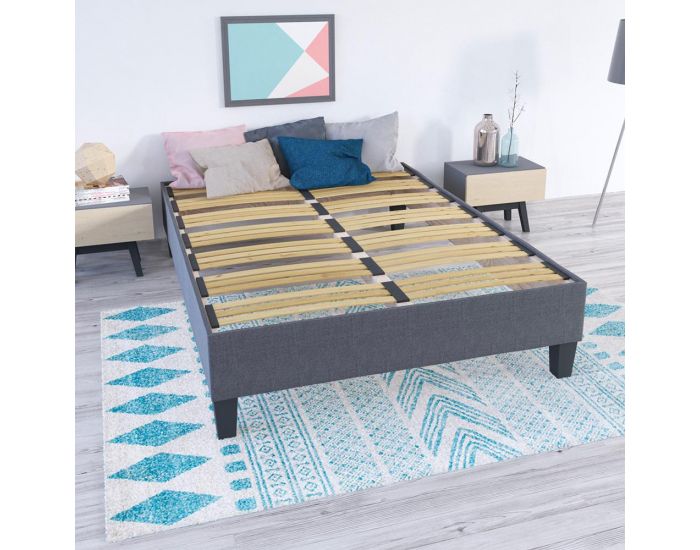 OLYMPE LITERIE Sommier en Kit ErgoStar - Gris Clair - 2 Places (14)