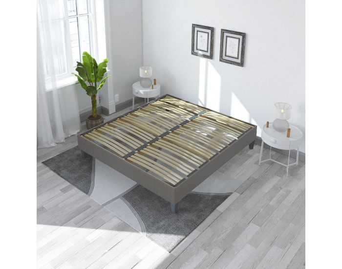 OLYMPE LITERIE Sommier en Kit ErgoStar - Gris Clair - 2 Places (5)