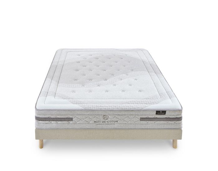 NUIT DE COTON Ensemble S�r�nade 2 Personnes - Matelas Ressorts Ensach�s - Sommier (1)