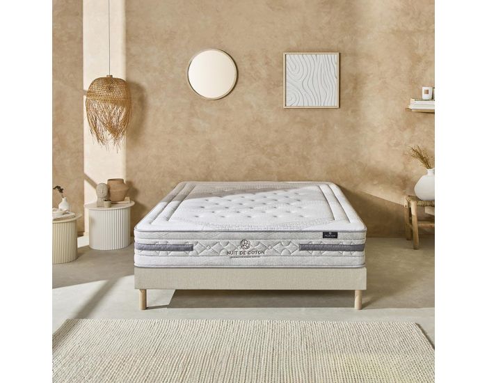 NUIT DE COTON Ensemble S�r�nade 2 Personnes - Matelas Ressorts Ensach�s - Sommier (2)