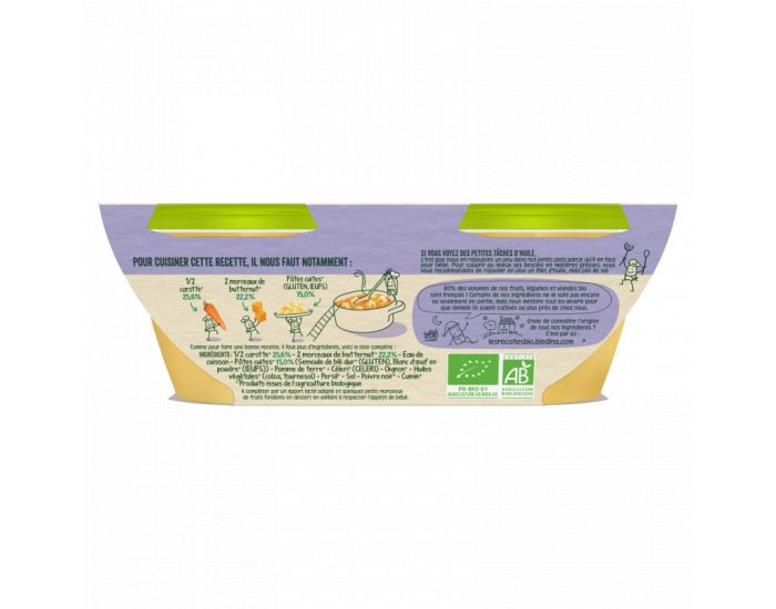 BLEDINA Les R�coltes Bio - Lot de 12 Bols 200g - Carottes - Butternut - P�tes - D�s 15 Mois (2)