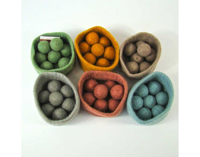 PAPOOSE TOYS Bols et Balles en Laine Feutr�e Earth - Set de 6 - D�s 3 ans (1)