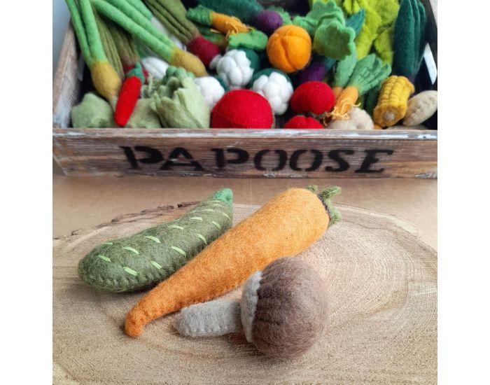 PAPOOSE TOYS L�gumes en Laine Feutr�e - Carotte, Courgette, Champignon - D�s 3 ans (2)
