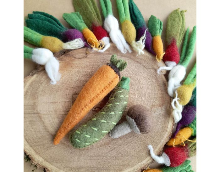 PAPOOSE TOYS L�gumes en Laine Feutr�e - Carotte, Courgette, Champignon - D�s 3 ans (3)
