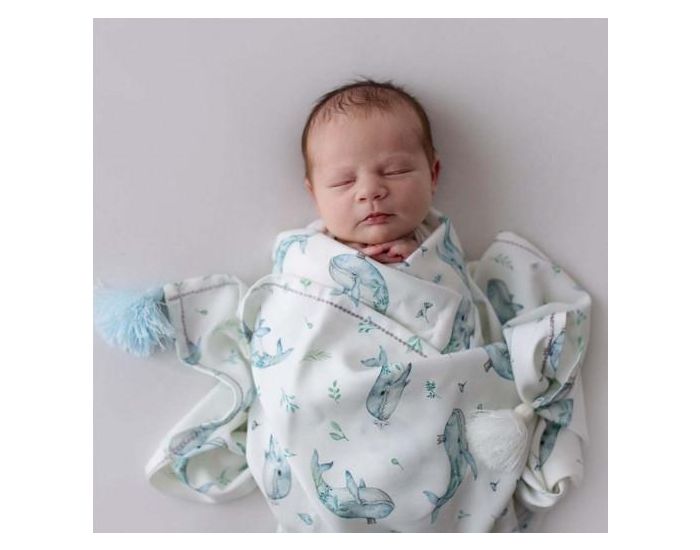 SEVIRA KIDS Maxi Lange Couverture � Pompons en Bambou - Corail - 120 x 100 cm (5)