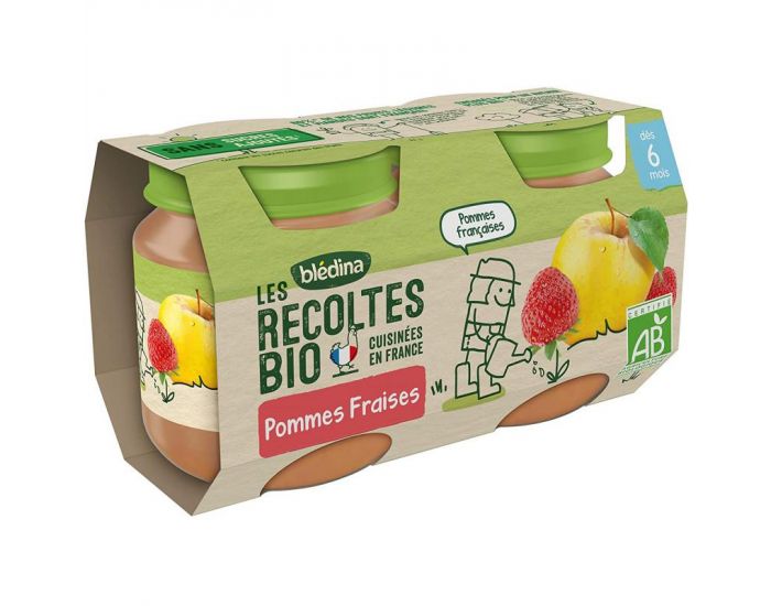 BLEDINA Les R�coltes Bio - Lot de 24 Petits Pots Pommes Fraises 130g - D�s 6 Mois (1)