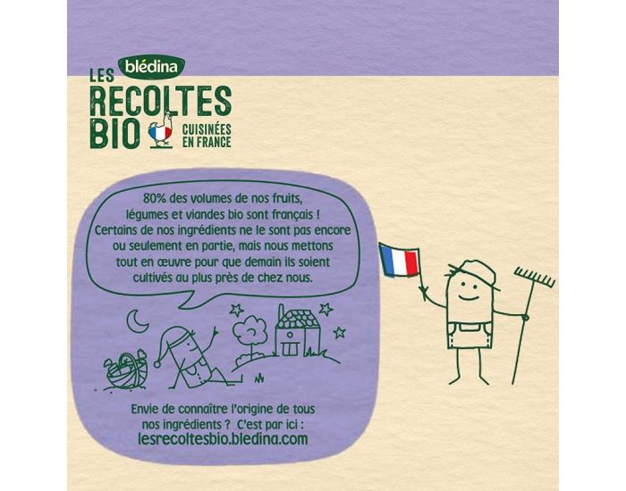 BLEDINA Les Rcoltes Bio - Lot de 24 Petits Pots 130g - Carottes - Semoule - Ds 6 Mois (3)