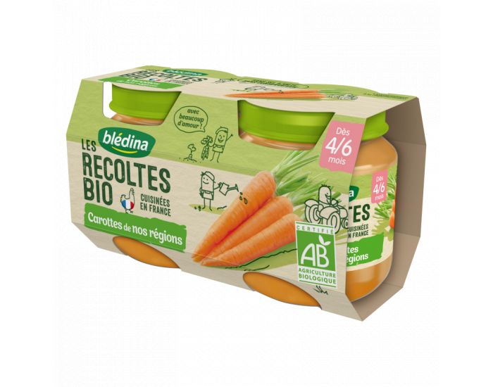 BLEDINA Les R�coltes Bio - Lot de 24 Petits Pots Carottes 130g - D�s 4 Mois (3)