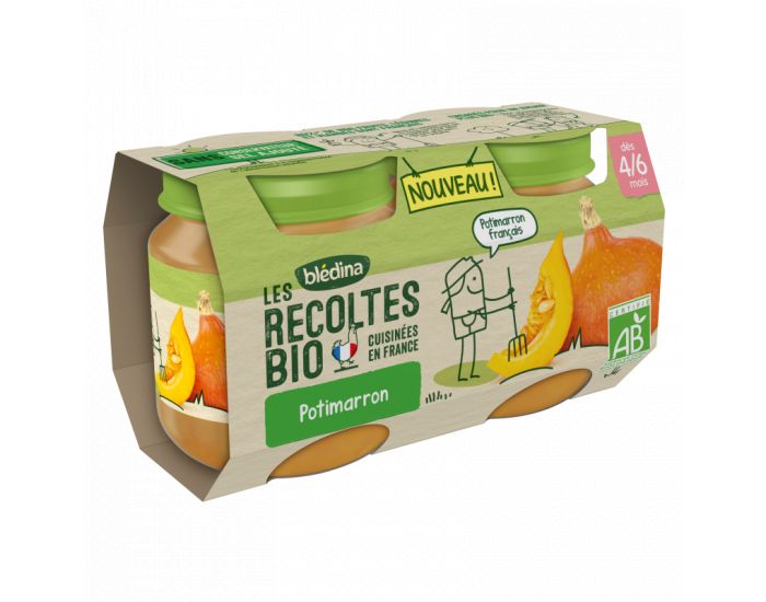 BLEDINA Les R�coltes Bio - Lot de 24 Petits Pots 130g - Potimarron -  D�s 4 Mois (1)