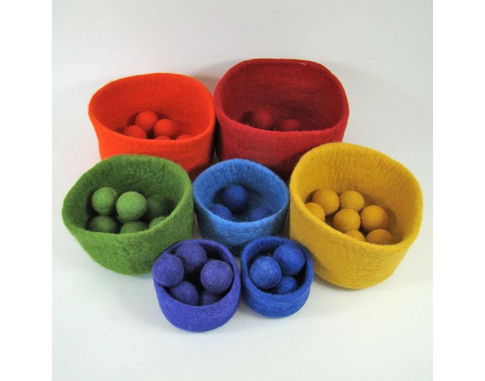 PAPOOSE TOYS Bols en Laine Feutr�e Rainbow - Set de 7 - D�s 3 ans (1)