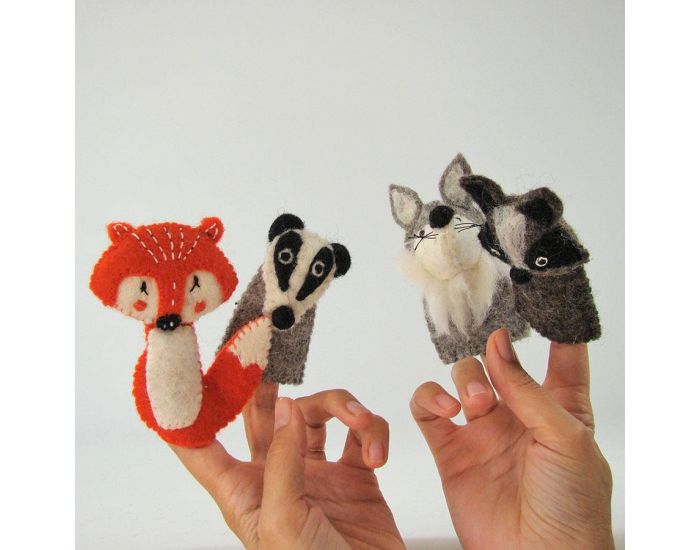 Lot 4 marionnettes à main gant animaux de le forêt -LWS-376