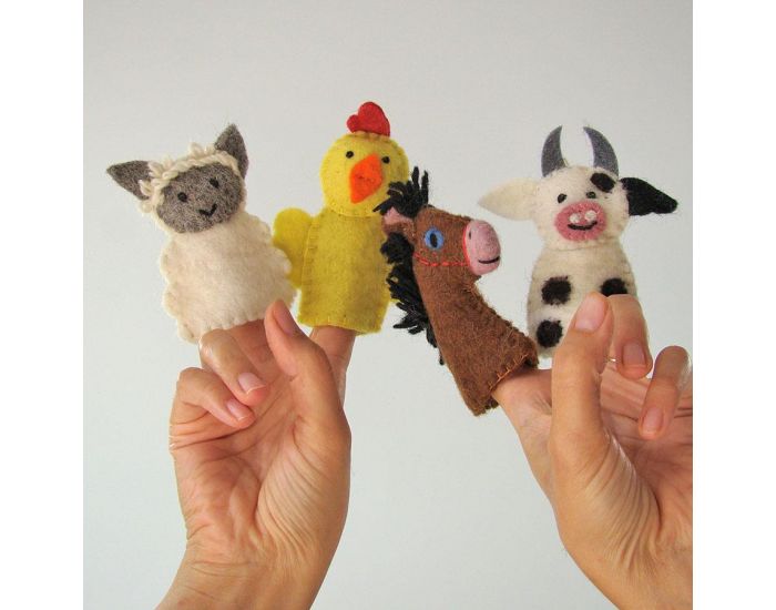 PAPOOSE TOYS Marionnettes � Doigts en Laine Feutr�e - Ferme - D�s 3 ans (1)