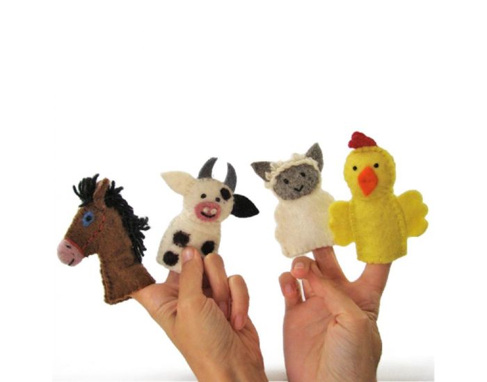 PAPOOSE TOYS Marionnettes � Doigts en Laine Feutr�e - Ferme - D�s 3 ans (3)