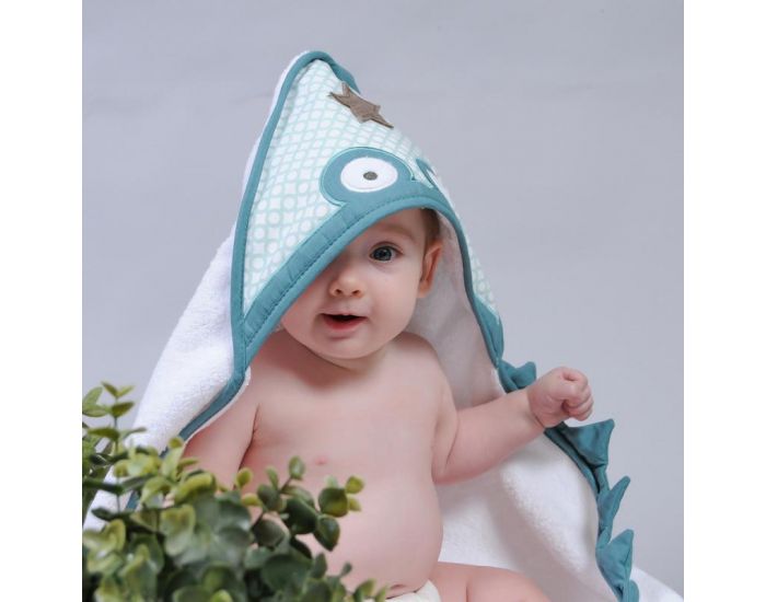 LITTLE CREVETTE Cape de bain blanche Crocrodile (1)