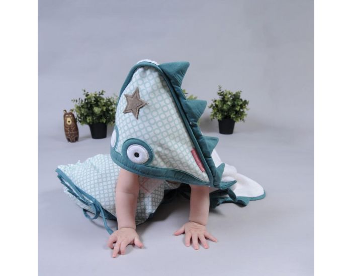 LITTLE CREVETTE Cape de bain blanche Crocrodile (2)