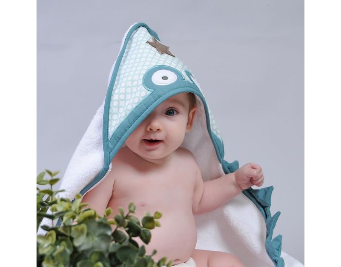 LITTLE CREVETTE Cape de bain blanche Crocrodile (4)