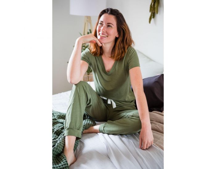 KADOLIS Haut de Pyjama Femme en Coton Bio et Tencel Sonora Bleu Nuit (18)