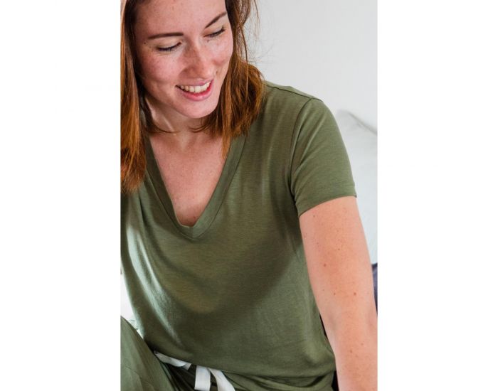 KADOLIS Haut de Pyjama Femme en Coton Bio et Tencel Sonora Bleu Nuit (19)