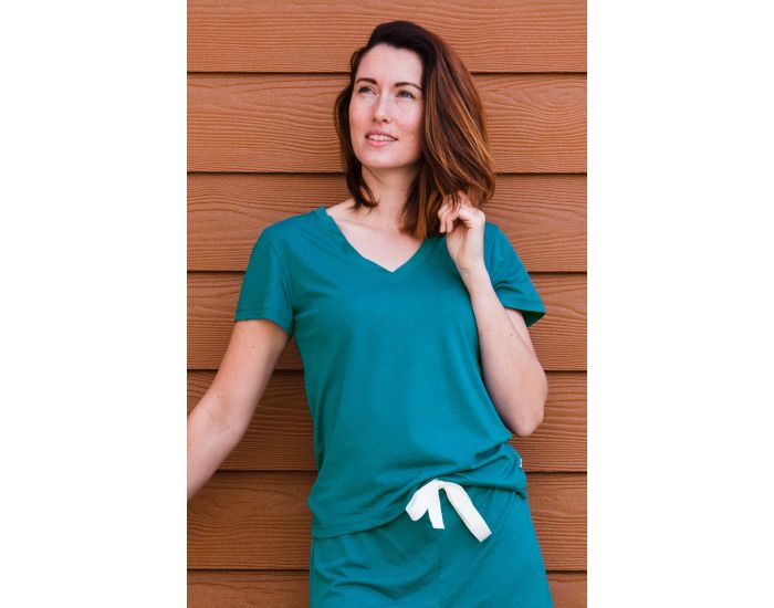 KADOLIS Haut de Pyjama Femme en Coton Bio et Tencel Sonora Bleu Nuit (7)