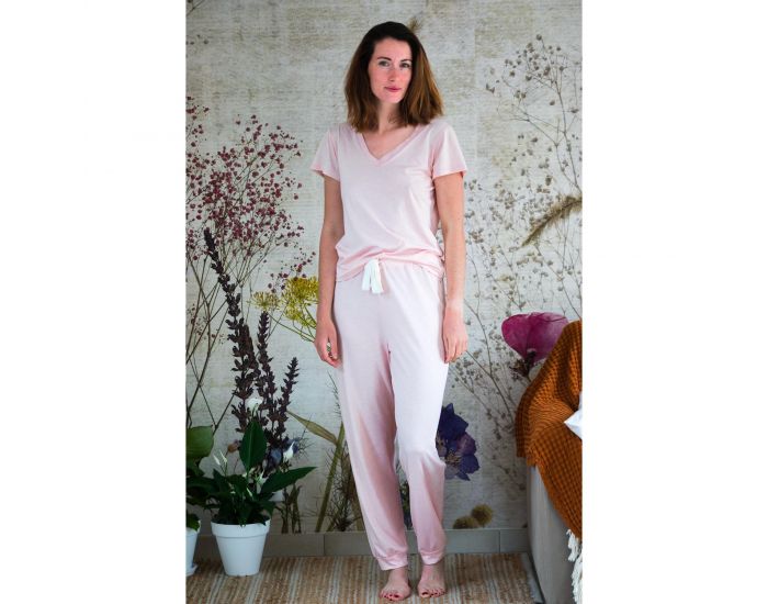 KADOLIS Haut de Pyjama Femme en Coton Bio et Tencel Sonora Bois de Rose (10)