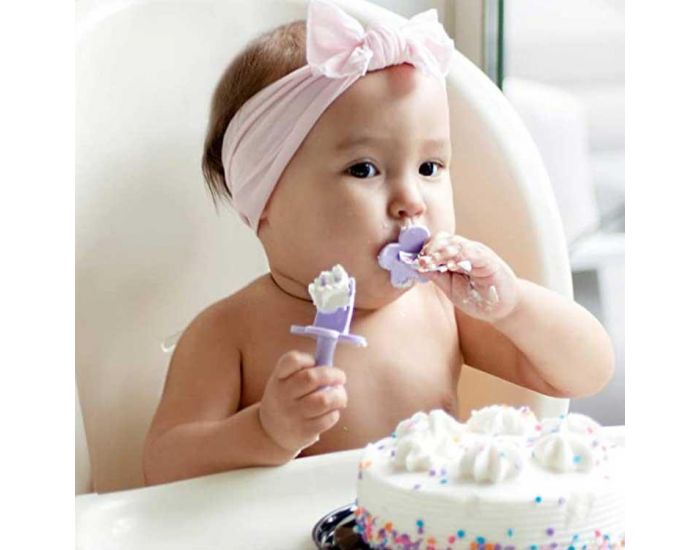 GRABEASE Set de 2 Couverts d'Apprentissage Ergonomiques - Rose Clair (1)