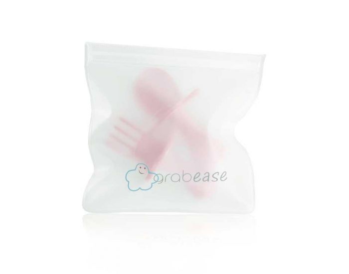 GRABEASE Set de 2 Couverts d'Apprentissage Ergonomiques - Rose Clair (5)