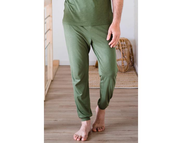 KADOLIS Pantalon de Pyjama Homme en Coton Bio et Tencel Sonora - Kaki (1)