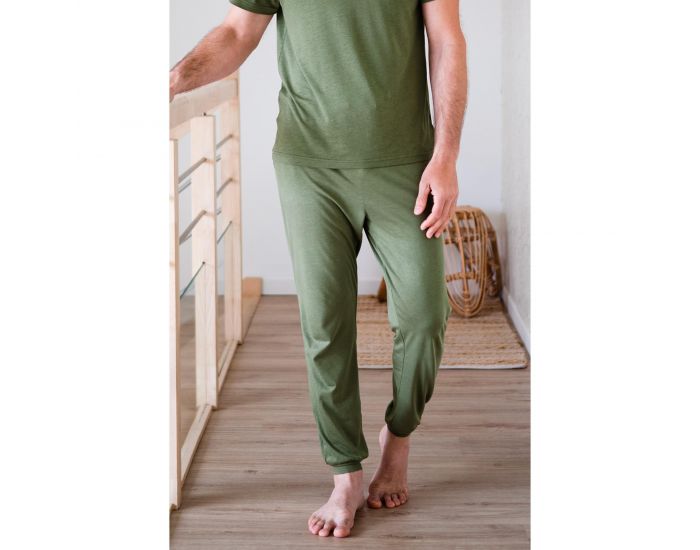 KADOLIS Pantalon de Pyjama Homme en Coton Bio et Tencel Sonora - Kaki (18)
