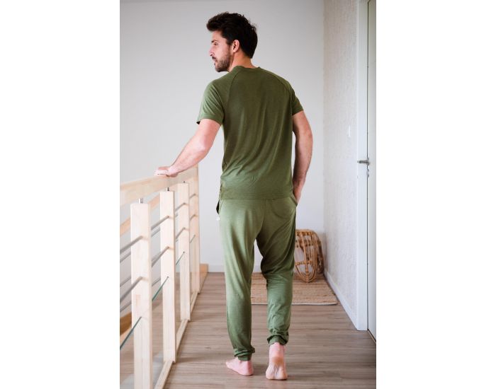 KADOLIS Pantalon de Pyjama Homme en Coton Bio et Tencel Sonora - Kaki (8)
