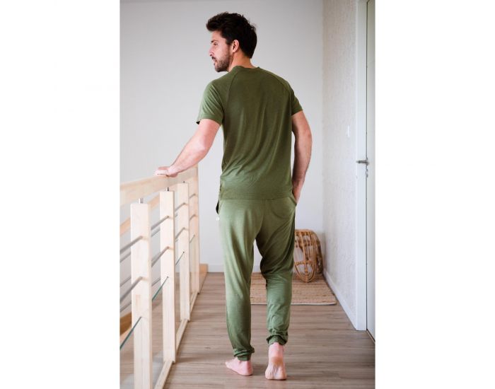 KADOLIS Pantalon de Pyjama Homme en Coton Bio et Tencel Sonora - Kaki (9)
