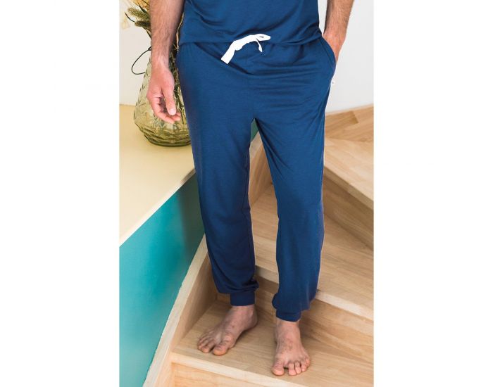 KADOLIS Pantalon de Pyjama Homme en Coton Bio et Tencel Sonora - Bleu Nuit (15)