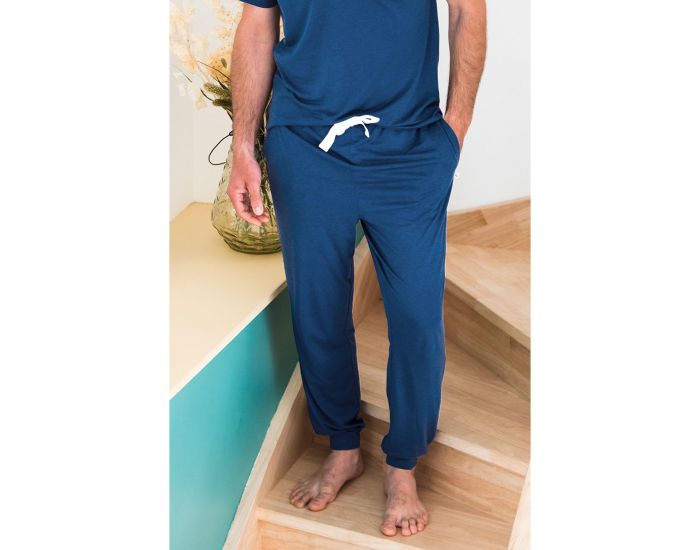 KADOLIS Pantalon de Pyjama Homme en Coton Bio et Tencel Sonora - Bleu Nuit (16)