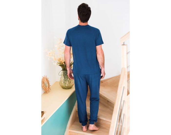 KADOLIS Pantalon de Pyjama Homme en Coton Bio et Tencel Sonora - Bleu Nuit (7)