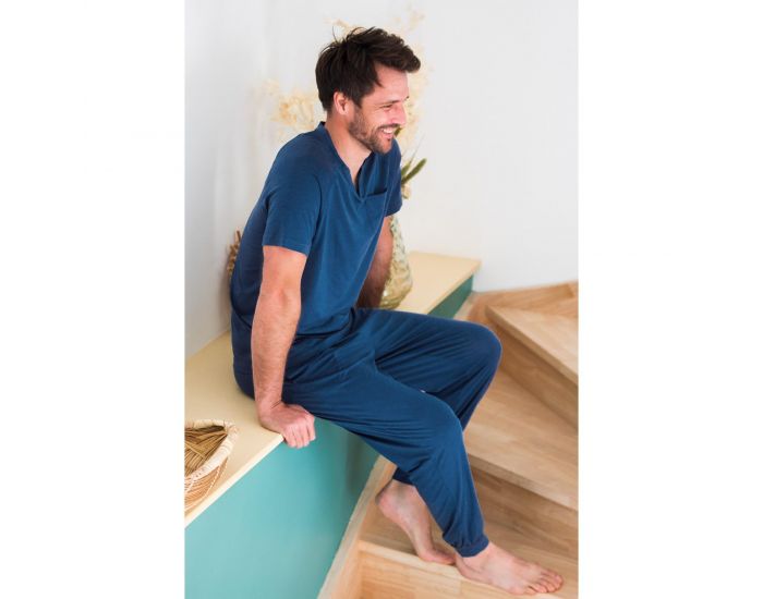 KADOLIS Pantalon de Pyjama Homme en Coton Bio et Tencel Sonora - Bleu Nuit (10)