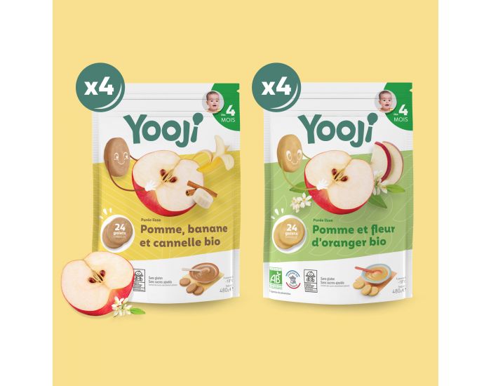 YOOJI Assortiment de 2 pur�es lisses de fruits bios - D�s 4 mois (1)