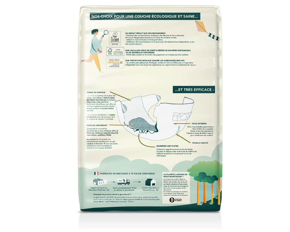 BEBE AU NATUREL La Couche Ecologique - Pack Economique Taille 2 / 3-6 kg A l'unit / 58 couches (2)