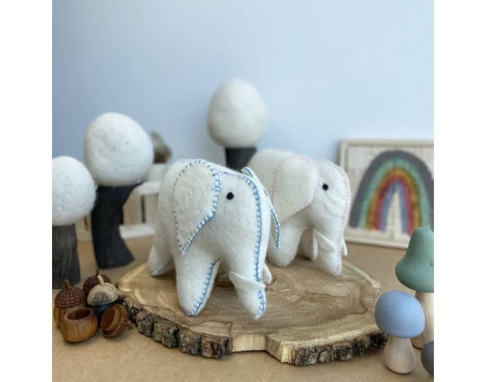 PAPOOSE TOYS �l�phant Blanc et Bleu en Laine Feutr�e - D�s 3 ans (3)