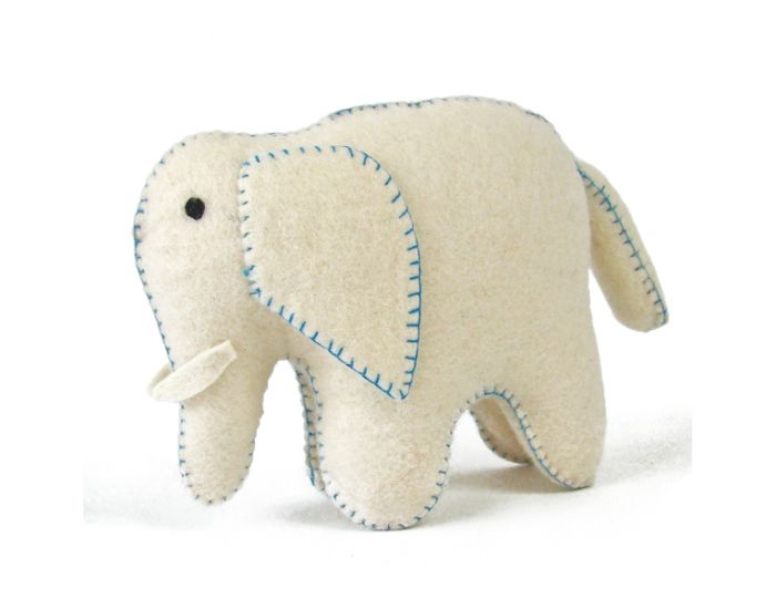 PAPOOSE TOYS �l�phant Blanc et Bleu en Laine Feutr�e - D�s 3 ans (4)