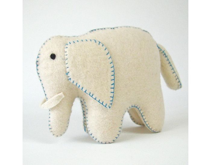 PAPOOSE TOYS �l�phant Blanc et Bleu en Laine Feutr�e - D�s 3 ans (5)