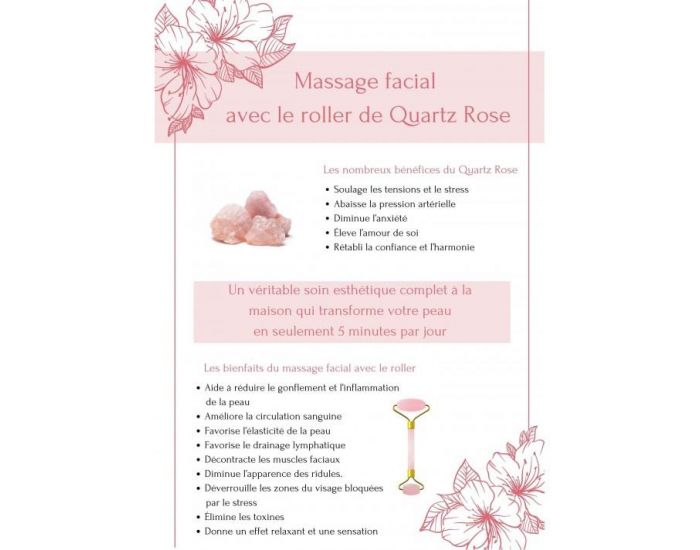 NOS POUSSINS CHERIS Pochette avec Roller de Massage Visage en Pierre de Quartz Rose Naturel (4)