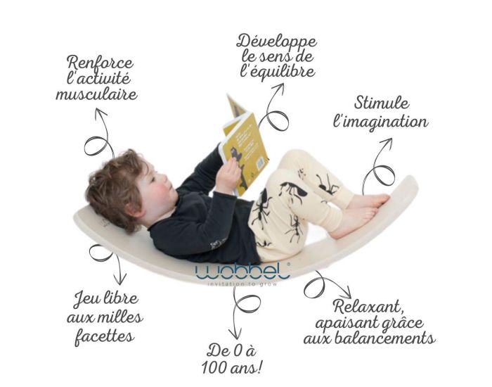 WOBBEL Planche d'Equilibre Starter en Bois et Feutre Forest  (2)