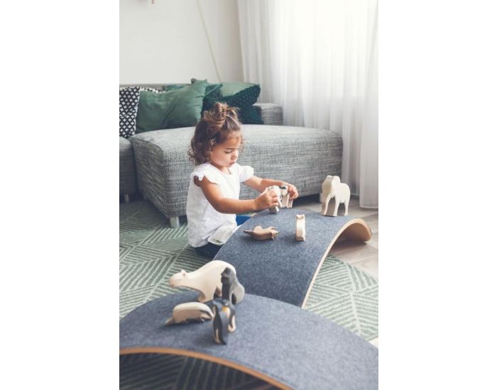 WOBBEL Planche d'Equilibre Starter en Bois et Feutre Forest  (5)