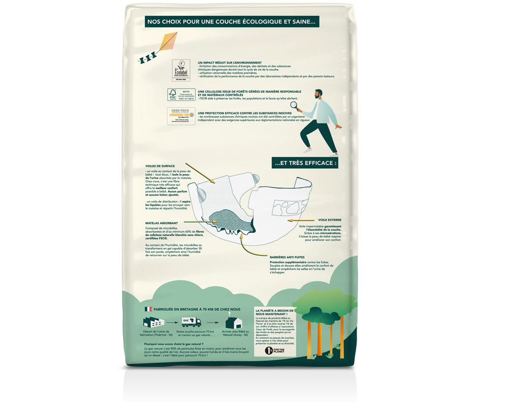 BEBE AU NATUREL La Couche Ecologique - Pack Economique Taille 4 / 7-18 kg A l'unit / 50 couches (2)