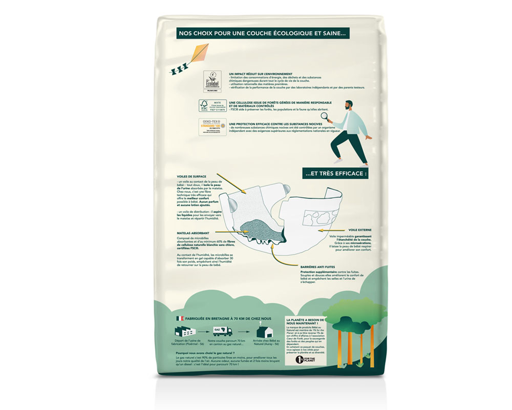 BEBE AU NATUREL La Couche Ecologique - Pack Economique Taille 4+ / 9-20 kg A l'unit / 48 couches (2)