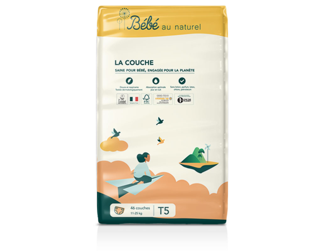BEBE AU NATUREL La Couche Ecologique - Pack Economique Taille 5 / 11-25 kg Lot x6 / 276 couches (1)