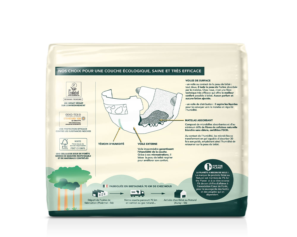 BEBE AU NATUREL La Couche Ecologique Taille 1 / 2-5 kg Lot x3 / 78 couches (1)