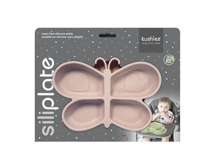 KUSHIES Assiette en Silicone Papillon Rose  (4)