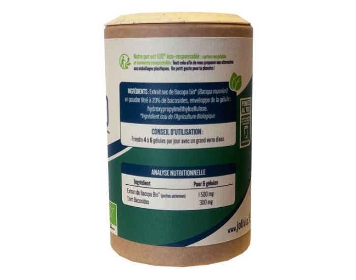 JOLIVIA Bacopa Bio - 200 glules vgtales de 250 mg (2)