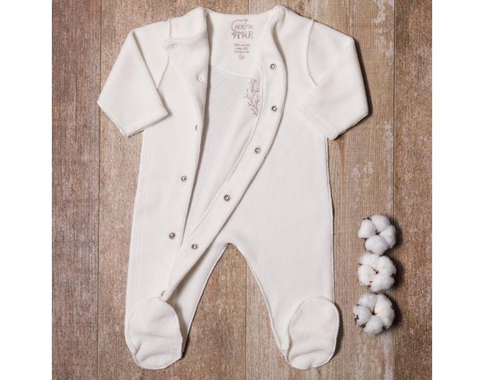 GRAINE D'AMOUR Pyjama Velours Brod� En Coton Bio - Ecru (2)