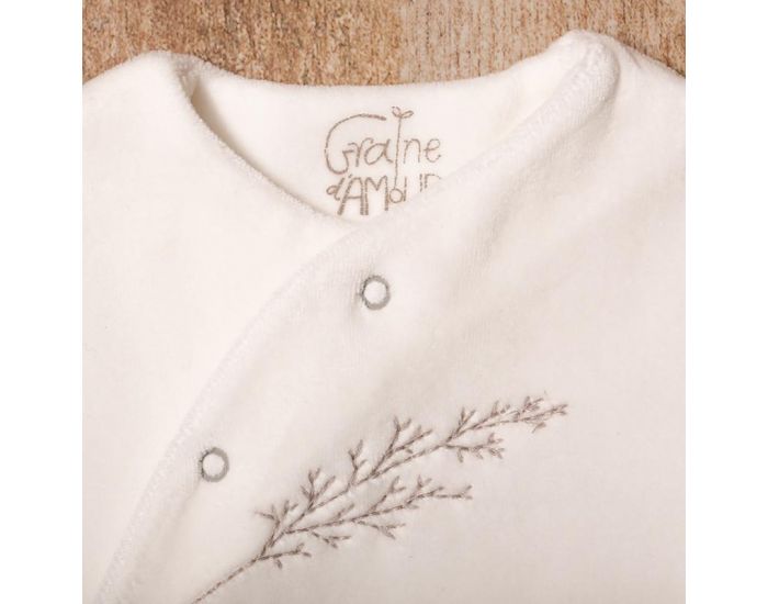 GRAINE D'AMOUR Pyjama Velours Brod� En Coton Bio - Ecru (3)